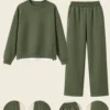 sweatshirt with metallic side zippers and matching trousers