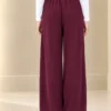 Women's wide-leg trousers with an elasticated drawstring waistband bcak view