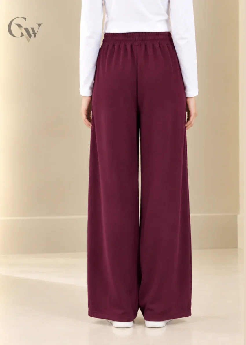 Women's wide-leg trousers with an elasticated drawstring waistband bcak view