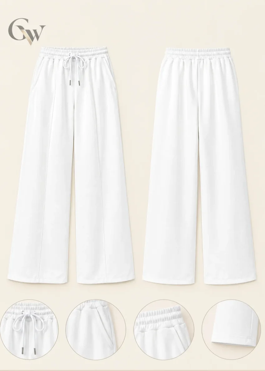 Women's wide-leg trousers with an elasticated drawstring waistband peakshot view