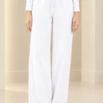 Women's wide-leg trousers with an elasticated drawstring waistband